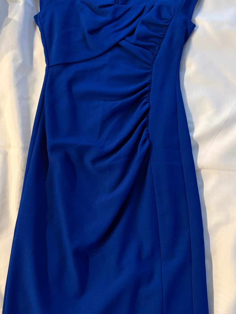 Elegant Cobalt Blue Ruched Midi Dress